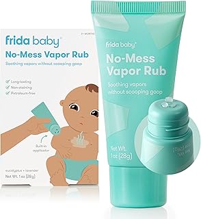 Frida Baby No-Mess Vapor Rub, Baby Vapor Rub for Chest, Neck, Back + Foot, Non-Medicated, Petroleum-Free, Hands-Free Applicator Tube, Non-Staining, Soothing Eucalyptus & Lavender for Sleep