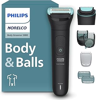 Philips Norelco Body Groomer 5000 Series, Intimate Hair Trimmer & Shaver for Men with Dual 100% Showerproof Full Body Shave & Trim Heads and Two Bi-Directional Body Hair Combs, BG5495/50